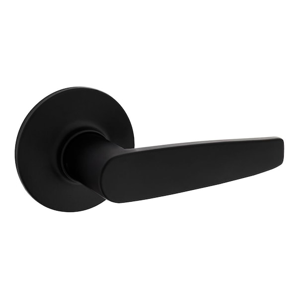 Safelock Winston Lever Round Rose Passage Lock, RCAL Latch, RCS Strike, New Chassis Matte Black Finish
